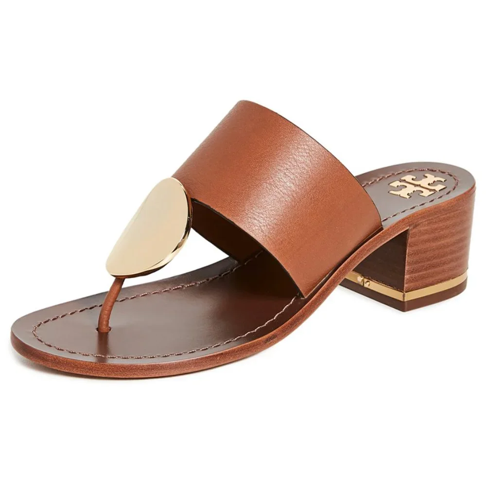 Tory Burch PATOS DISK 45MM SANDAL Mou Brown Gold STUNNING AND COMFORTABLE! - Picture 10 of 10
